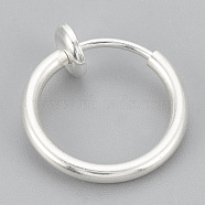 304 Stainless Steel Retractable Clip-on Hoop Earrings, For Non-pierced Ears, with Brass Spring Findings, Silver Color Plated, 50~50.5x2mm(STAS-S102-02S-50mm)