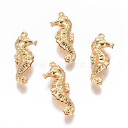 304 Stainless Steel Pendants, Sea Horse, Golden, 26.5x10x4mm, Hole: 1mm(STAS-F227-08-G)