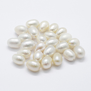 Natural Cultured Freshwater Pearl Beads, Potato, Half Drilled, Floral White, 8~10x6~8mm, Hole: 0.8mm(PEAR-P056-031)