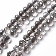 Electroplate Glass Beads Strands, Top Drilled Beads, Pearl Luster Plated, Teardrop, Gray, 13~13.5x9.5mm, Hole: 0.9mm, about 120pcs/strand, 23.62 inch(60cm)(X-EGLA-L033-PL01)