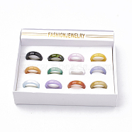 Natural Agate Rings, Dyed, Mixed Color, Size 7~8(17~18mm), 12pcs/box(X-RJEW-S042-04-B)