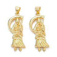 Brass Pendants, Long-Lasting Plated, Human Skeleton, Real 18K Gold Plated, 32x13x3mm, Hole: 5x3.5mm(KK-M220-01G)