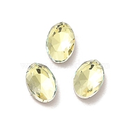 Glass Rhinestone Cabochons, Point Back & Back Plated, Faceted, Oval, Jonquil, 6x4x2mm(RGLA-P037-08A-D337)