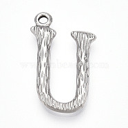 Brass Pendants, Letter A~Z, Letter U, 23x14x3mm, Hole: 1.6mm(KK-N254-218P-U)