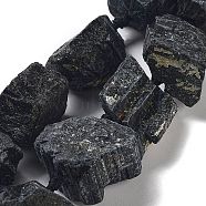 Raw Rough Natural Black Tourmaline Beads Strands, Nuggets, 19~28x15~26x14~22mm, Hole: 3.7mm, about 16pcs/strand, 16.73''(42.5cm)(G-J388-A12-01)