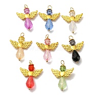 PandaHall Elite 4 Sets Acrylic Pendants Sets, with Golden Plated Alloy Findings, Angel, Mixed Color, 30x22x8mm, Hole: 3mm, 8pcs/set(FIND-PH0010-13)