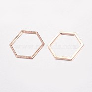 Alloy Linking Rings, Hexagon, Rose Gold, 18x20x1mm(PALLOY-E446-06B-RG)