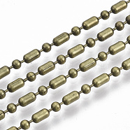 Brass Ball Chains, Ball-Bar Style, Round and Oval, Long-Lasting Plated, Soldered, with Spool, Cadmium Free & Nickel Free & Lead Free, Antique Bronze, 4.5x2.4mm and 2.4mm, about 16.4 Feet(5m)/roll(X-CHC-S008-009B-AB)