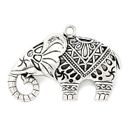 Tibetan Style Alloy Pendants, Cadmium Free & Lead Free, Elephant, Antique Silver, 34x52x16mm, Hole: 3mm(TIBEP-R212-AS-RS)