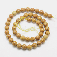 Natural Petrified Wood Beads Strands, Dyed, Faceted, Round, 10mm, Hole: 1mm; about 38pcs/strand, 15.75inches(G-G542-10mm-06)