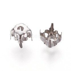 Stainless Steel Sew on Prong Settings, Claw Settings for SS28 Diamond Shape Rhinestone, Stainless Steel Color, Tray: 5mm, 5.5x5.5mm(STAS-L229-06P)