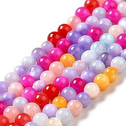 Dyed Natural Freshwater Shell Beads Strands, Round, Colorful, 3mm, Hole: 0.5mm, about 129pcs/strand, 15~15.16 inch(38.1~38.5cm)(SHEL-G014-05B-03)