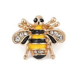 Little Bee Enamel Pins, Zinc Alloy Rhinestone Insect Brooches for Backpack Clothes, Yellow, Golden, 16.5x20.5mm(JEWB-S026-01G-A)