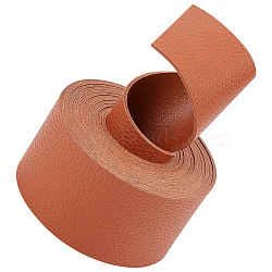 2M Flat Single Face Lychee Pattern Imitation Leather Band, Chocolate, 37.5x1.8mm, about 2.19 Yards(2m)/Roll(LC-WH0010-02B-04)