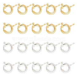 ARRICRAFT Brass Spring Ring Clasps, Jewelry Components, Platinum & Golden, 6mm, Hole: 1.5mm, 50pcs/color, 2 Colors, 100pcs/box(KK-AR0001-04)