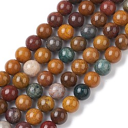 Natural Ocean Jasper Beads Strands, Round, 10~10.5mm, Hole: 1.2mm, about 38pcs/strand, 15.24~15.47 inch(38.7~39.3cm)(G-C102-B01-03)