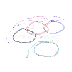 Adjustable Nylon Thread Braided Beads Bracelets, with Glass Seed Beads and Glass Bugle Beads, Mixed Color, 2 inch(5cm)(BJEW-JB04377)