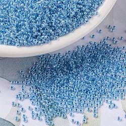 MIYUKI Round Rocailles Beads, Japanese Seed Beads, 15/0, (RR221) Sky Blue Lined Crystal, 1.5mm, Hole: 0.7mm, about 5555pcs/10g(X-SEED-G009-RR0221)