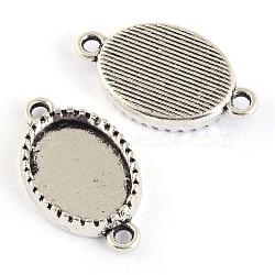 Tibetan Style Alloy Link Cabochon Settings, Oval, Cadmium Free & Lead Free, Antique Silver, Tray: 10x14mm, 23x13x3.5mm, Hole: 2mm, about 510pcs/1000g(TIBEP-S301-05AS-LF)