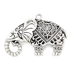 Tibetan Style Alloy Pendants, Cadmium Free & Lead Free, Elephant, Antique Silver, 34x52x16mm, Hole: 3mm(TIBEP-R212-AS-RS)