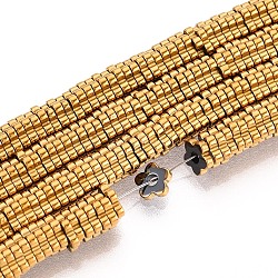 Electroplated Synthetic Non-magnetic Hematite Beads Strands, PVD Vacuum Plating, Long-Lasting Plated, Flower, Golden Plated, 3.9x3.9x1mm, Hole: 1mm, about 422~426pcs/strand, 15.67~16.38''(39.8~41.6cm)(X-G-T139-63C)