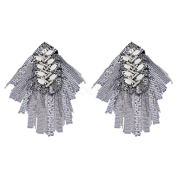 SUPERFINDINGS 2Pcs Fashionable Tassel Epaulettes, Shoulder Badge, with Resin & Aluminium Mesh, Cloth Findings, Platinum, 195~198x90x8.5mm(FIND-FH0008-59B)