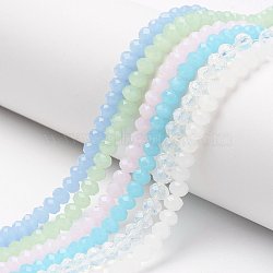 Glass Beads Strands, Imitation Jade, Faceted, Rondelle, Mixed Color, 8x6mm, Hole: 1mm, about 68~70pcs/strand, 16 inch(40cm)(EGLA-A034-J8mm-D)
