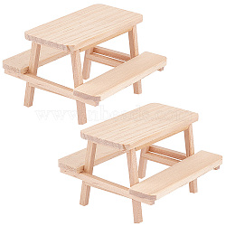 Wooden Outdoor One-piece Table and Chair, for Dollhouse Accessories, Lemon Chiffon, 81x80x54mm(DIY-WH0021-59)