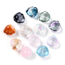 Transparent Glass Beads, Cat Paw, Gradient Color, Mixed Color, 12x12.5~13x8.5~9mm, Hole: 0.8~1mm(X-GLAA-N001-78)