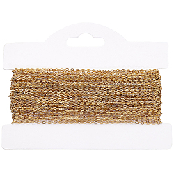10M 304 Stainless Steel Cable Chains, Soldered, with Card Paper, for Jewelry Making, Ion Plating(IP), Real 18K Gold Plated, 2x1.5x0.4mm(CHS-BBC0001-21)
