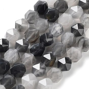 Natural Cloudy Quartz Beads Strands, Faceted, Star Cut Round Beads, 9.5~10.5x9~9.5x9~9.5mm, Hole: 1.2mm, about 36~38pcs/strand, 14.76~15 inch(37.5~38.1cm)