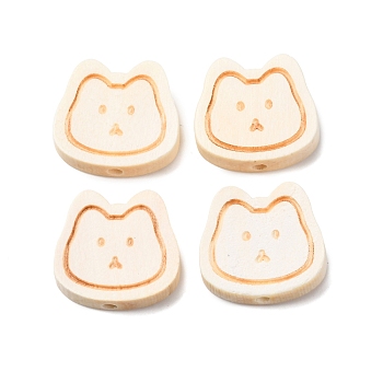 Schima Wood Beads, Cat Head, Old Lace, 18x19.5x4.5mm, Hole: 1.5mm