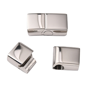 Rectangle Smooth Surface 304 Stainless Steel Bayonet Clasps, Stainless Steel Color, 24x13x8mm, Hole: 6x11.5mm
