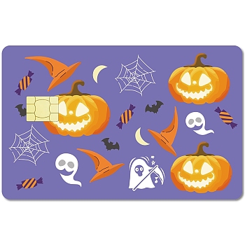 PVC Plastic Waterproof Card Stickers, Self-adhesion Card Skin for Bank Card Decor, Rectangle, Pumpkin, 186.3x137.3mm