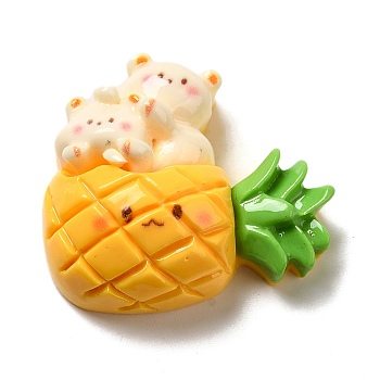 Animal Bear Theme Opaque Resin Decoden Cabochons, Pineapple, 27x29.5x12mm