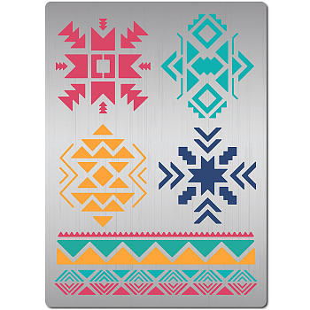 Ethnic Aztec Theme Stainless Steel Metal Cutting Dies Stencils, for DIY Scrapbooking/Photo Album, Decorative Embossing, Matte Stainless Steel Color, Mixed Shapes, 190x140mm