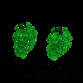 Luminous Resin Cabochons, Imitation Fruit, Glow in the Dark, Grape, 22.5x29.5x20.5mm