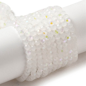 Imitation Jade Glass Beads Strands, Faceted, Round, White, 3mm, Hole: 0.8mm, about 167~170pcs/strand, 19.88~20.08''(50.5~51cm)