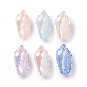 UV Plating Rainbow Iridescent Acrylic Beads, Conch Shape, Mixed Color, 30x16x14mm, Hole: 1.7mm