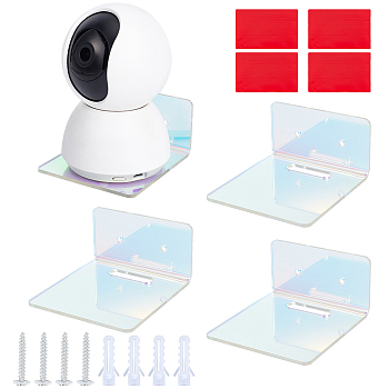 Acrylic Wall Mounted Display Stands, Floating Wall Shelf, with Adhesive Stickers, for Webcams Camera Router Display, Colorful, 8.65x7.9x4.25cm