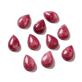 Dyed Natural Jade Cabochons, Teardrop, Cerise, 18~18.5x13x6.5~7.5mm