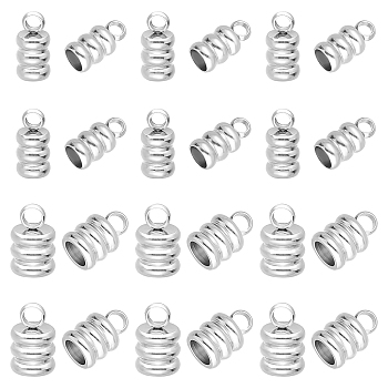 80Pcs 2 Size 201 Stainless Steel Cord Ends, End Caps, Column, Stainless Steel Color, 9x6mm, Inner Diameter: 4mm, 10x4mm, Inner Diameter: 3mm, Hole: 2mm, 40Pcs/size