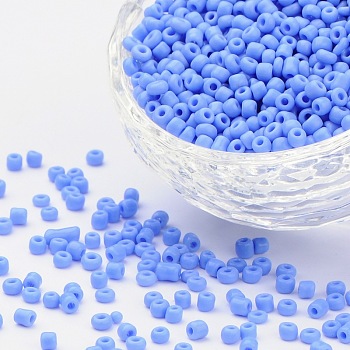 8/0 Glass Seed Beads, Opaque Colours Seed, Small Craft Beads for DIY Jewelry Making, Round, Round Hole, Cornflower Blue, 8/0, 3mm, Hole: 1mm, about 1111pcs/50g, 50g/bag, 18bags/2pounds