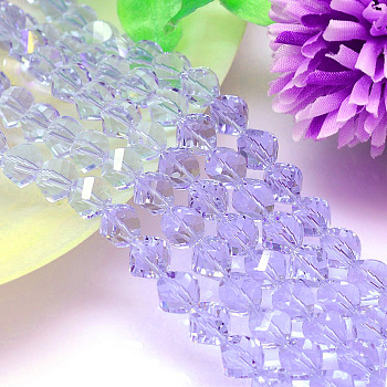 Faceted Polyhedron Imitation Austrian Crystal Bead Strands, Grade AAA, Lilac, 8mm, Hole: 0.9~1mm, about 50pcs/strand, 15.7 inch