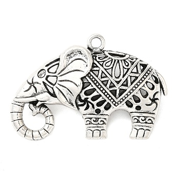 Tibetan Style Alloy Pendants, Cadmium Free & Lead Free, Elephant, Antique Silver, 34x52x16mm, Hole: 3mm