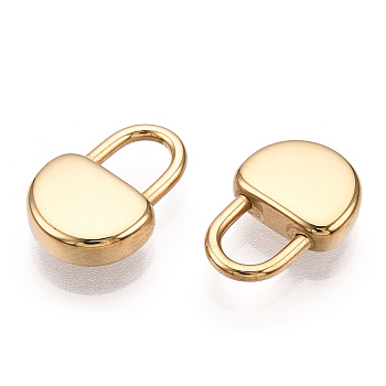 304 Stainless Steel Pendants, Manual Polishing, Padlock Charms, Real 14K Gold Plated, 15x10x3.5mm, Hole: 4x5mm