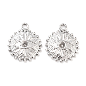 304 Stainless Steel Pendant Rhinestone Settings, Sun, Stainless Steel Color, 21.5x18x2.5mm, Hole: 2mm, Fit for 2.5mm Rhinestone