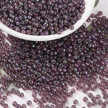 MIYUKI Round Rocailles Beads, Japanese Seed Beads, 8/0, (RR302) Claret Rainbow Gold Luster, 3mm, Hole: 1mm, about 422~455pcs/10g
