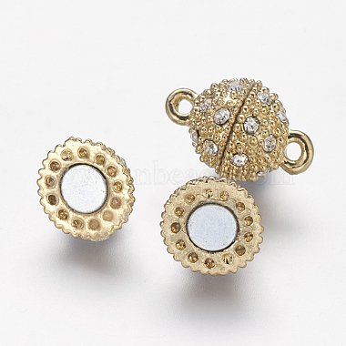 Alloy Rhinestone Magnetic Clasps with Loops(X-RB-H116-2-G)-2