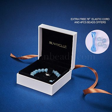 SUNNYCLUE Natural Aquamarine Round Beads Stretch Bracelets(BJEW-PH0001-8mm-19)-5